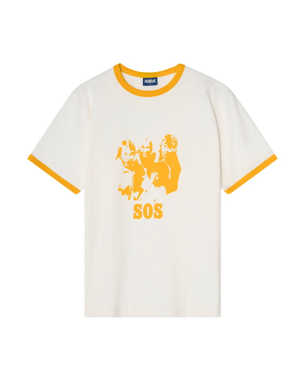 ‘SOS’ Ringer T-shirt (Off-White/Yellow)