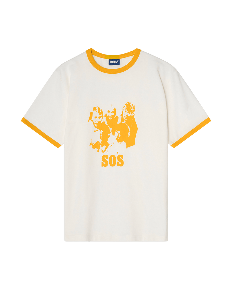 ‘SOS’ Ringer T-shirt (Off-White/Yellow)